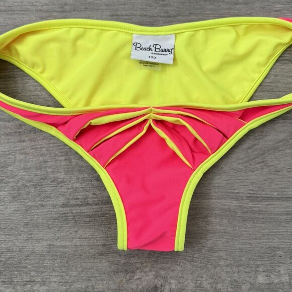 Beach Bunny Bathing Suit Bottoms Lunar neon pink pleated swim bottoms size small - Picture 2 of 2